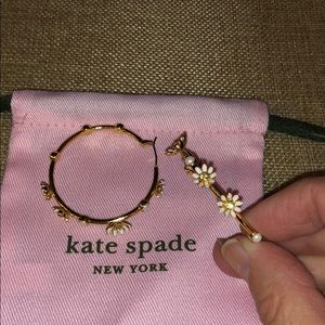 Kate Spade White flowered hoops